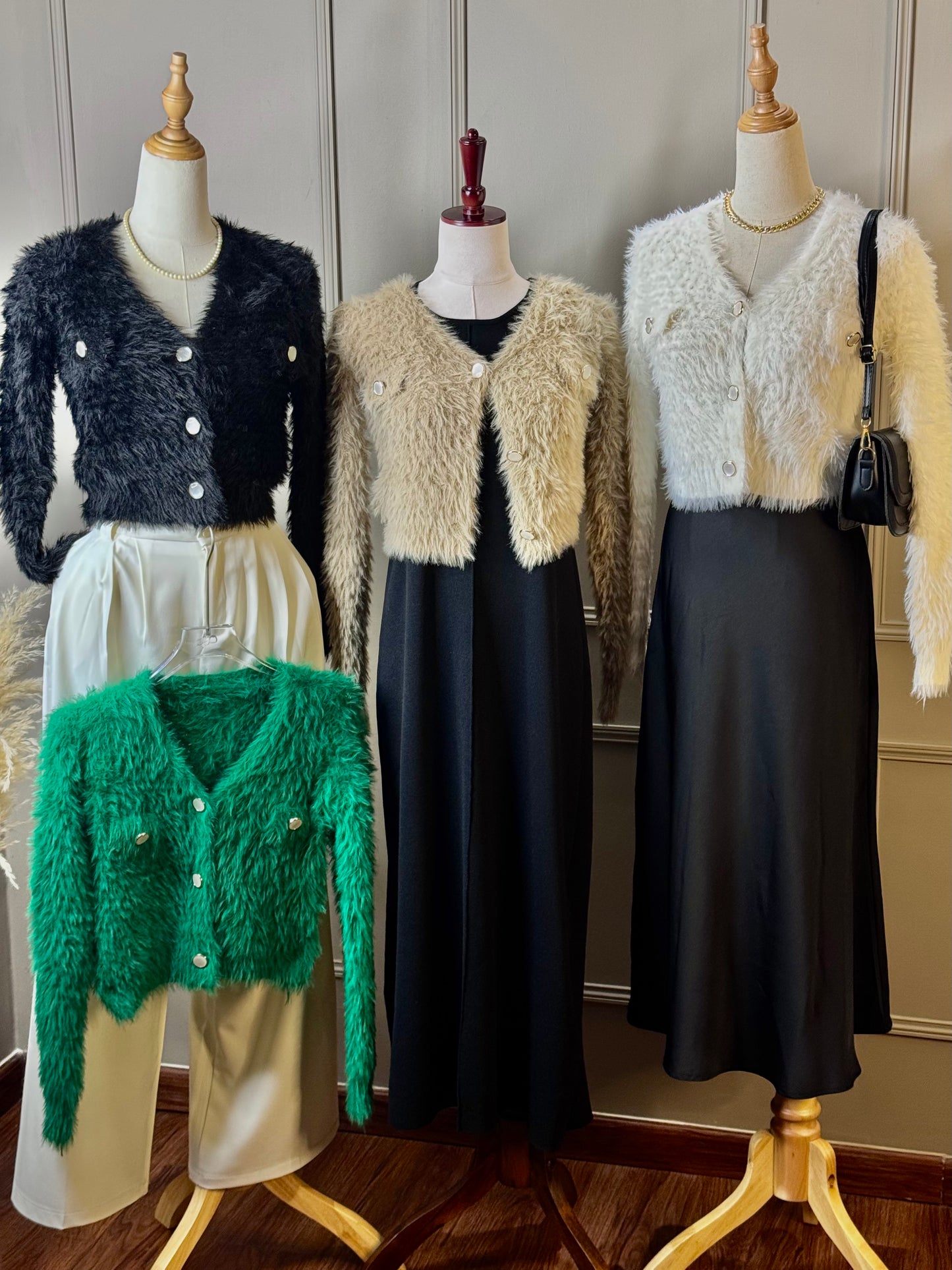 Fuzzy crop cardigan