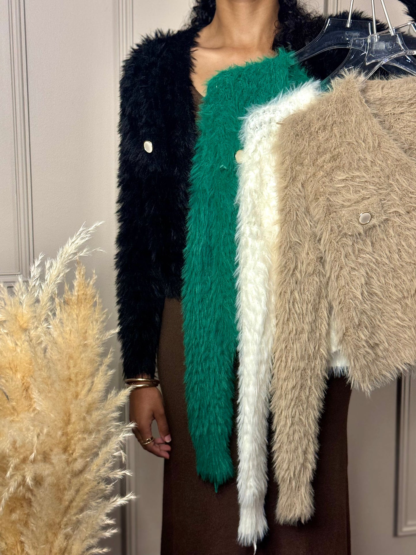Fuzzy crop cardigan