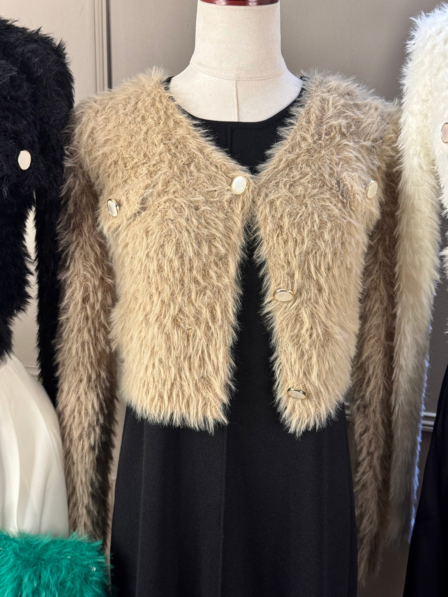 Fuzzy crop cardigan