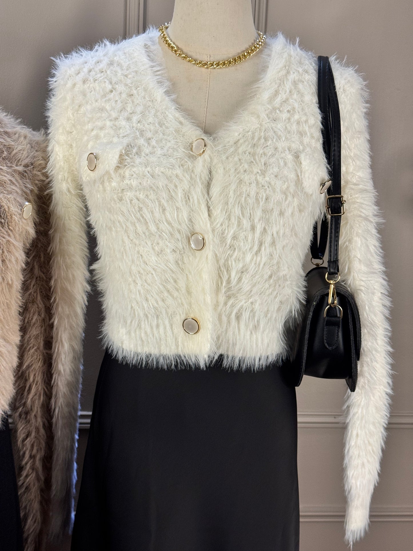 Fuzzy crop cardigan