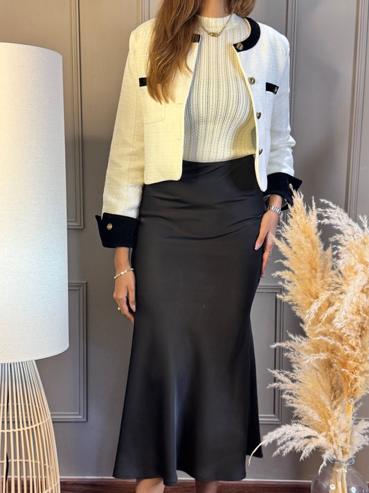Black satin skirt